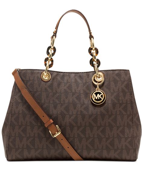 michael kors cynthia brown logo tote bag|Michael Kors cynthia satchel.